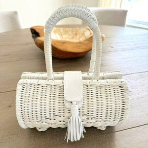 Cleobella Rattan Wicker and Leather White Bag